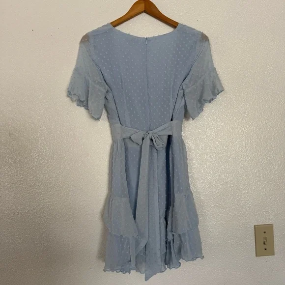 ShowPo Cirilla Blue Polka Dot Mini Tie Dress Size: 6 - Picture 3 of 7